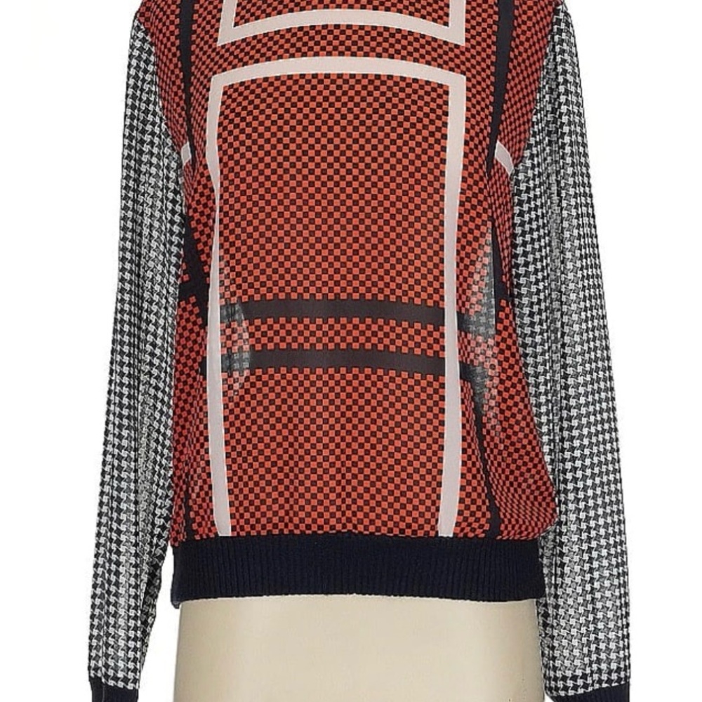 Michael Kors Red and Black Patterned Sweaters with Black and red